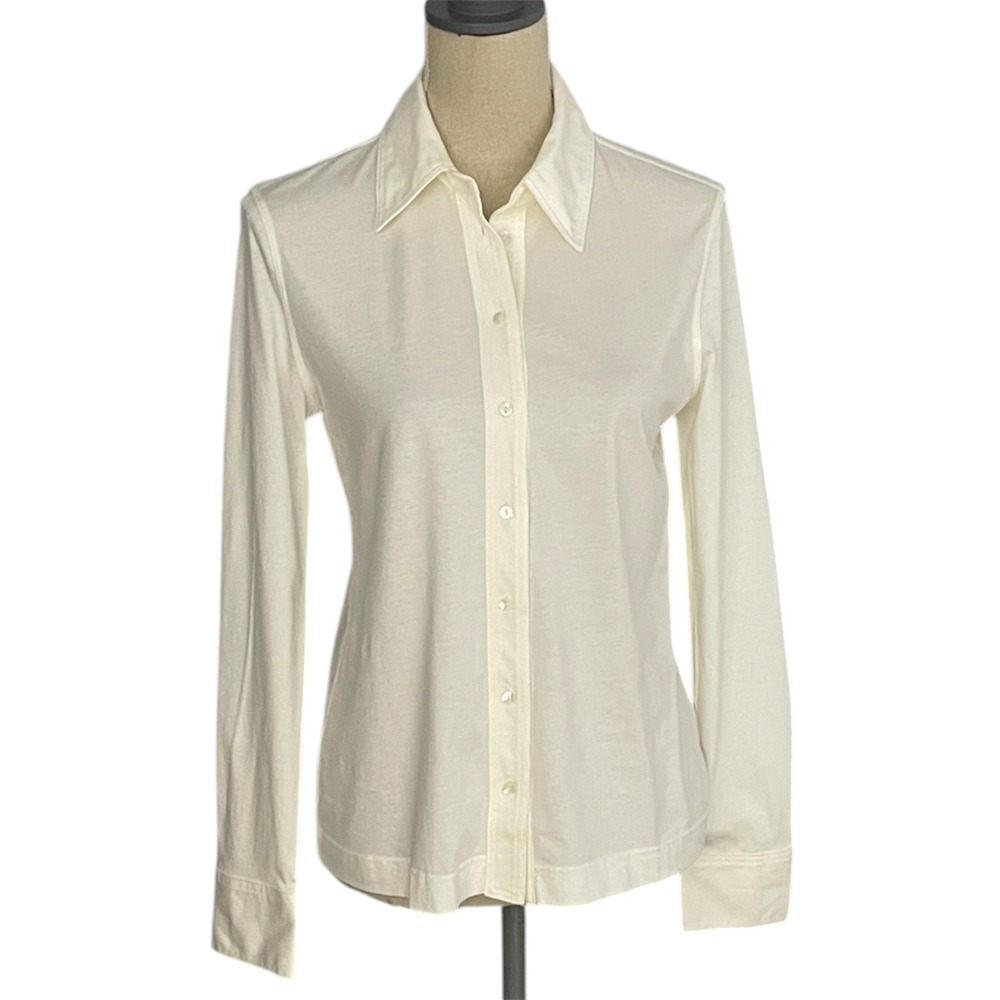 Banana Republic Button Up Shirt Women's Small Cream Long Sleeve New 543583
